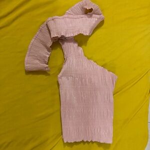 Pink Ruched Top and Skirt Set